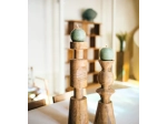 Bougeoir Rotello en bois de mangier - H40 cm - naturel I Pomax